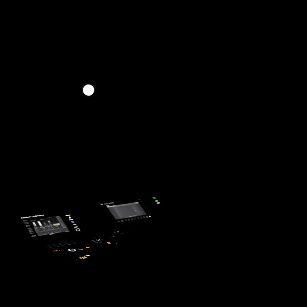 DJ booth at night with soft moonlight